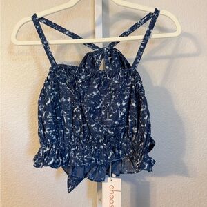 Blue Star‎ Patterned Crop Top